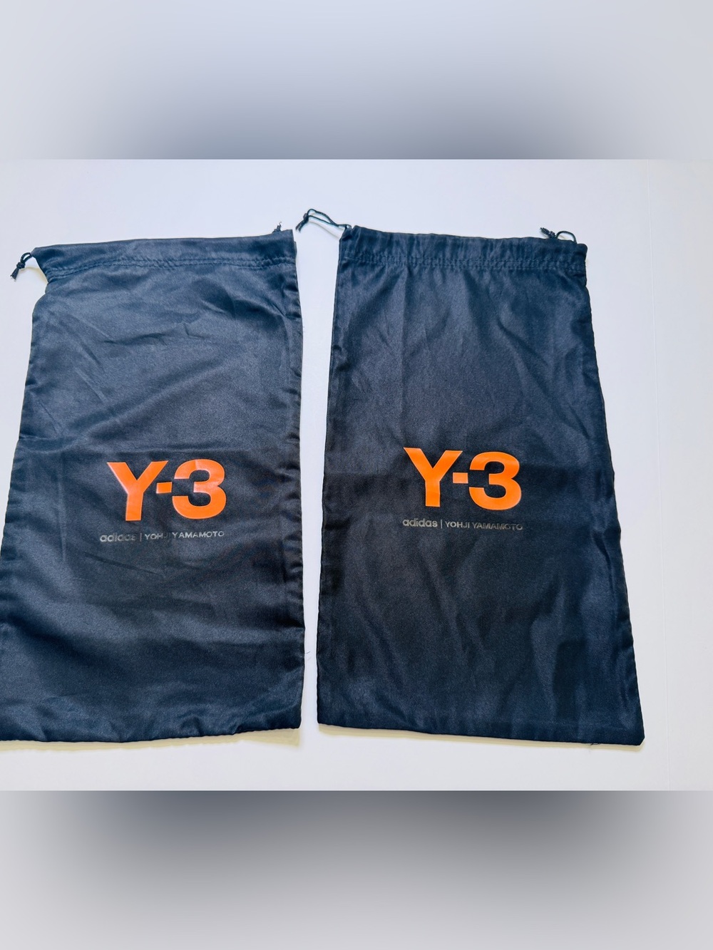 Y-3 Adidas Yohji Yamamoto Black Shoe Dust Bags with Drawstring Lot of 2